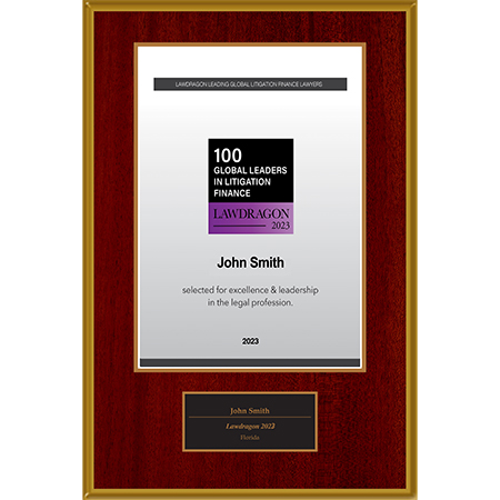 2023 Global Leaders in Litigation Finance Plaque