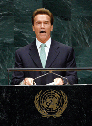Photo by Chip East / Reuters Archive / Newscom California Gov. Arnold Schwarzenegger told the United Nationas on Sept. 24 that his state was leading the way in addressing climate change.