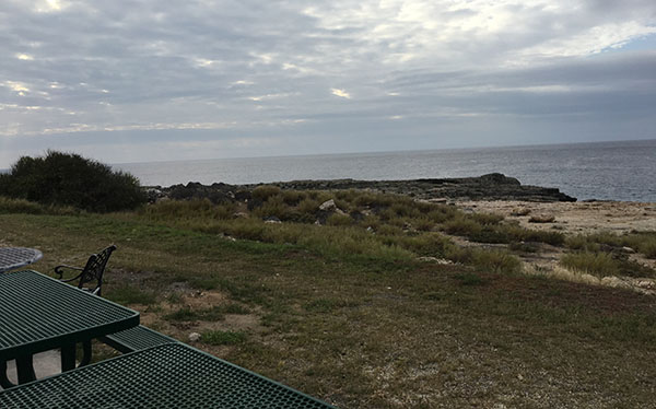 A view of the coast outside the Camp America galley.