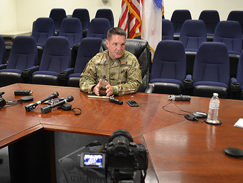 Army Col. David Heath talked with reporters.