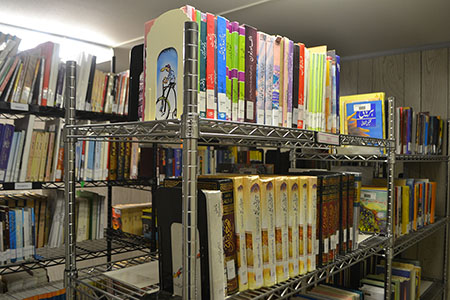 Inside the library for detainees.