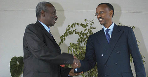 ICTR Chief Prosecutor Hassan Jallow (left) and President Paul Kagame (Photo by Ricky Gare/EPA/Newscom)