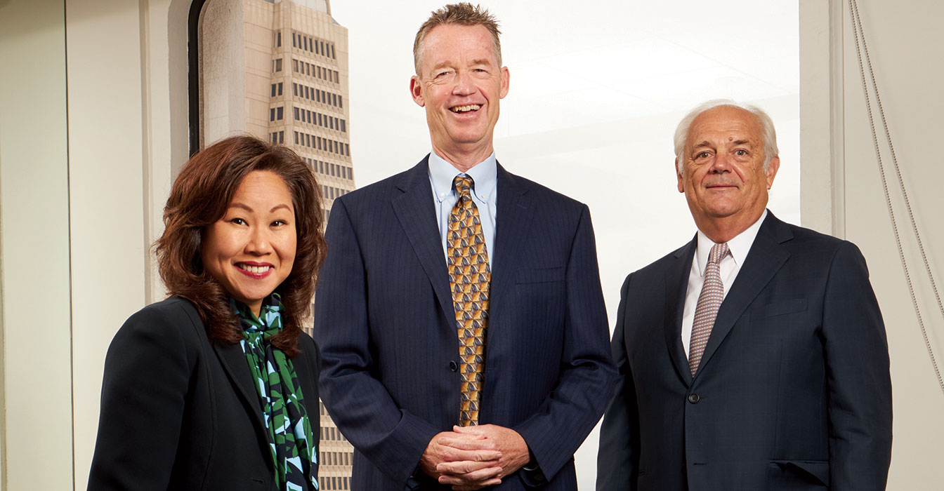 Photo of Doris Cheng, Richard Schoenberger and Michael Kelly by Rory Earnshaw.