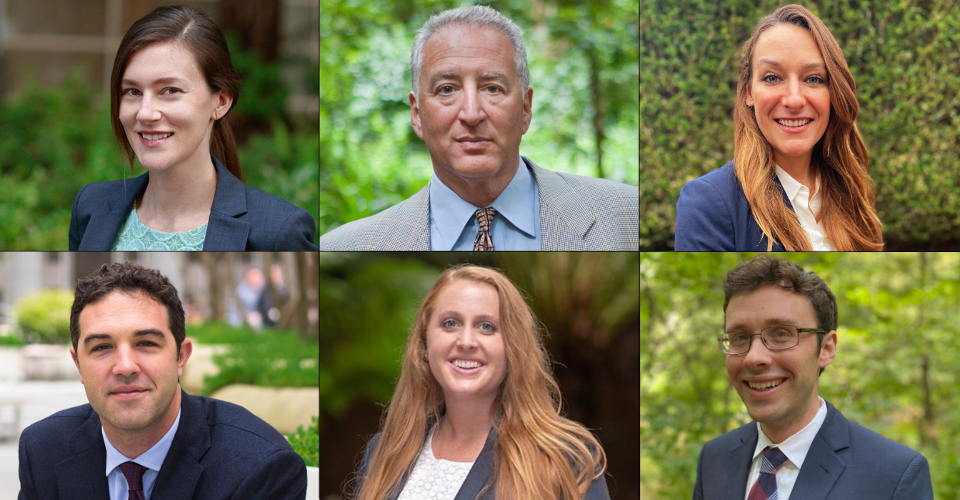 The Sher Edling team is a national force in clean water and climate litigation. Clockwise from top left: Katie Jones, Vic Sher, Ashley Campbell, Quentin Karpilow, Stephanie Biehl and Matt Edling. 