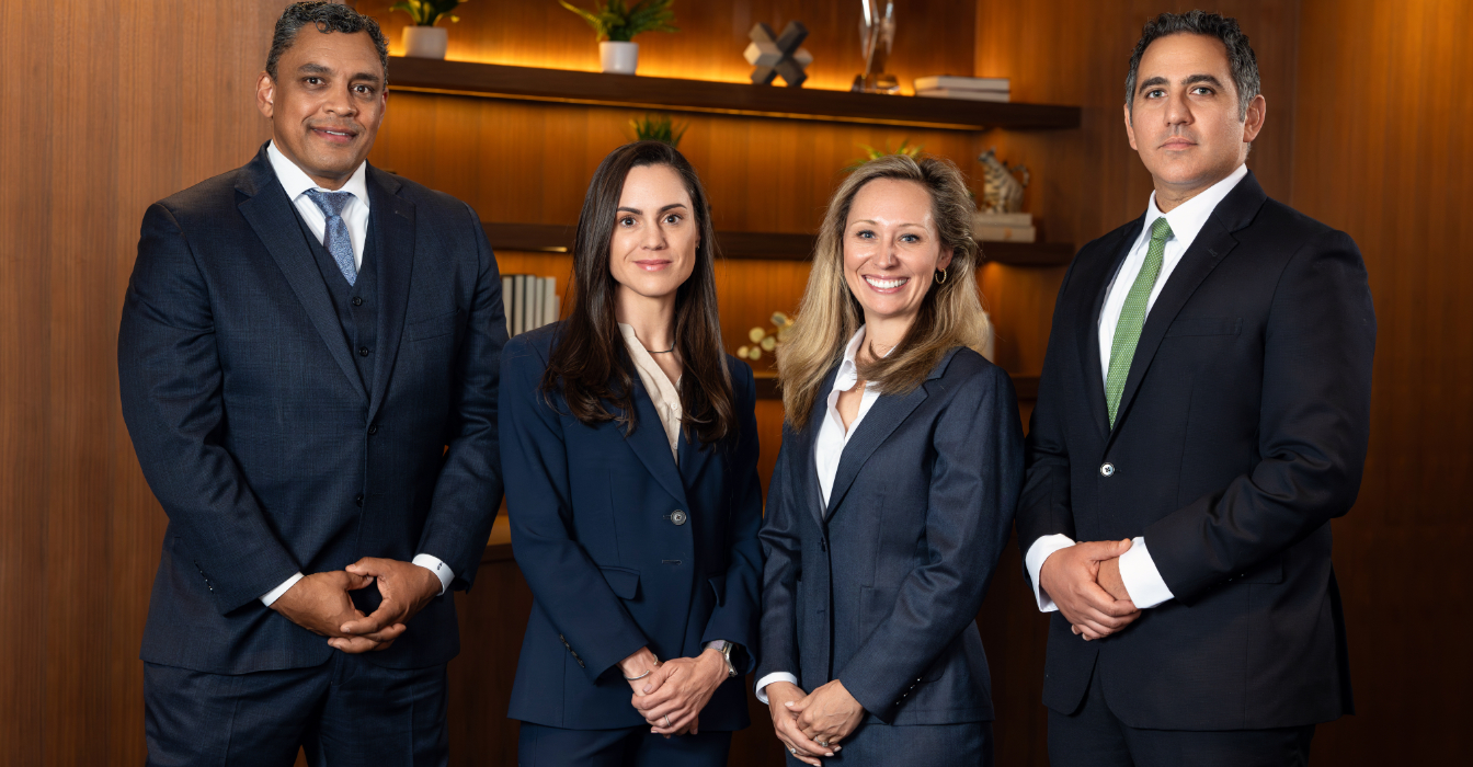 (L to R) Allen Slaughter, Lauren Roso, Carla Baumel and Bahram Samie bring prosecutorial power to Robins Kaplan's new FIR practice.