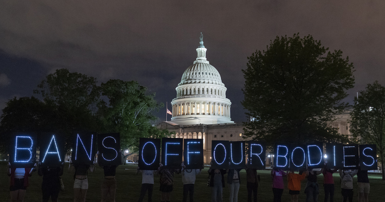 Demonstrators protest in front of the U.S. Capitol across the street from the U.S. Supreme Court Tuesday, May 3, 2022 in Washington. Photo by Alex Brandon | Associated Press