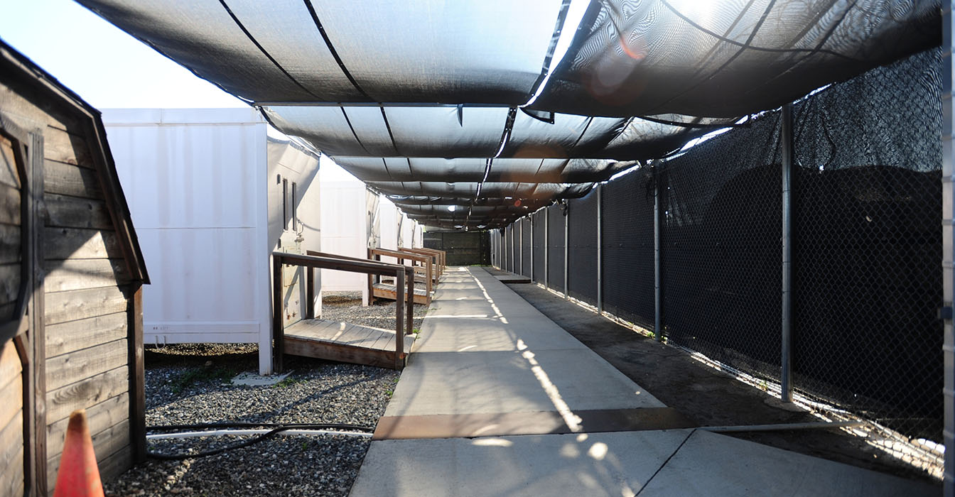 A view of detainee holding cells outside the Guantanamo Bay courtroom. 