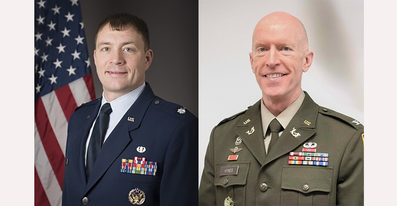 Air Force Lt. Col. Michael Schrama (left) is the new judge on the 9/11 case. Army Col. Thomas Hynes will preside over proceedings for a defendant severed from the case in 2023. 